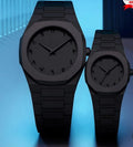 Black Carbon Fiber Couple Watches - Matching Unisex Set of 2
