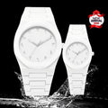 White Carbon Fiber Couple Watches - Water Resistant Unisex Set of 2