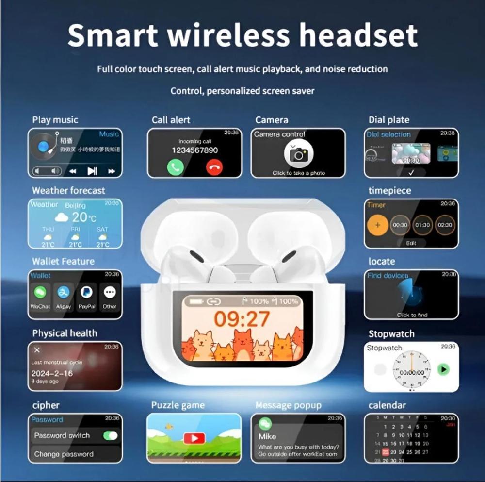 Premium Wireless Earbuds ANC+ Touchscreen Control
