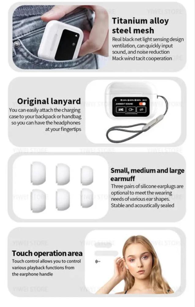 Premium Wireless Earbuds ANC+ Touchscreen Control